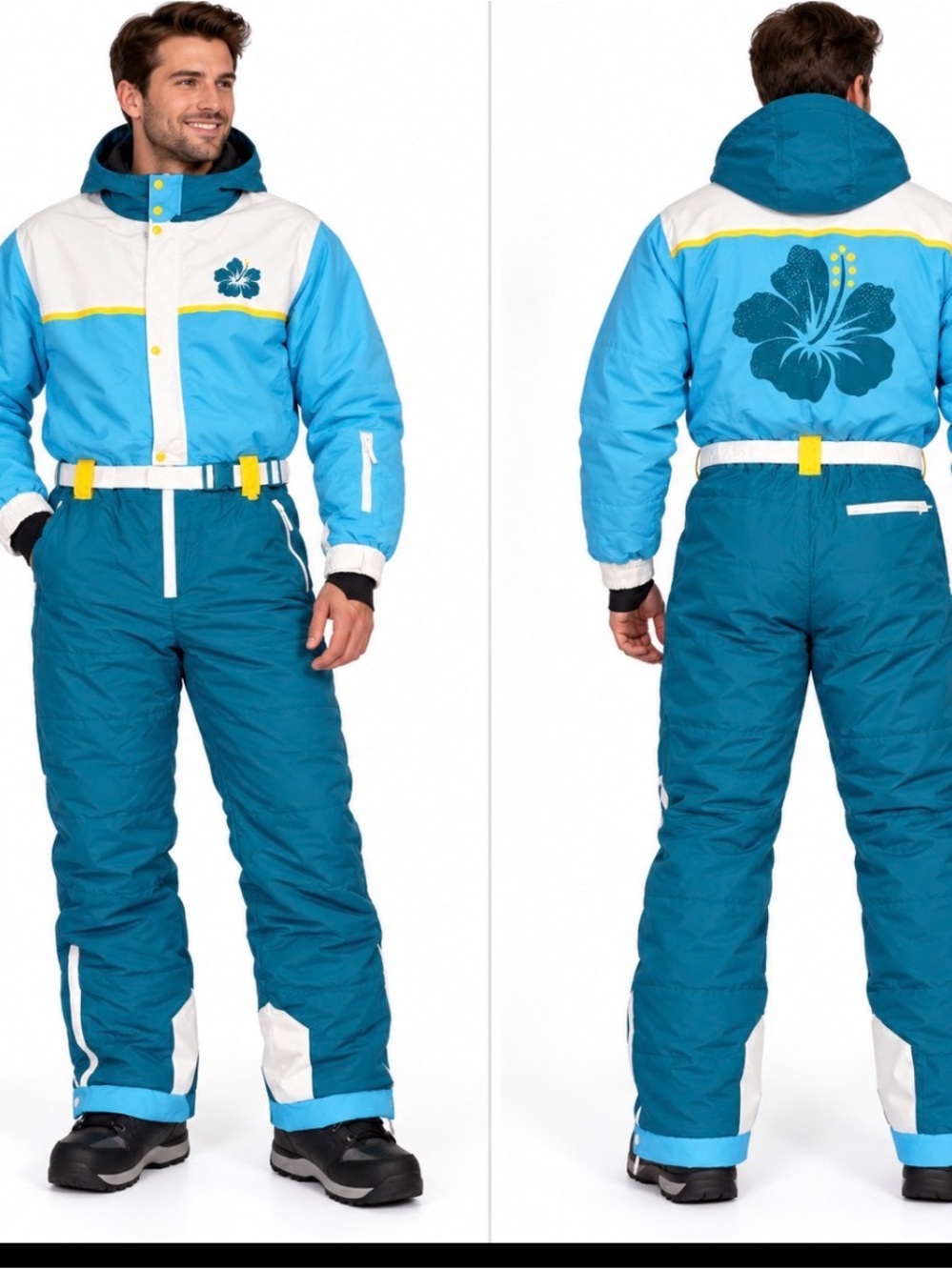 NWOT Kona Big Wave Ski Snow Suit Large Blue White Retro Promo Merch men's SZ XL